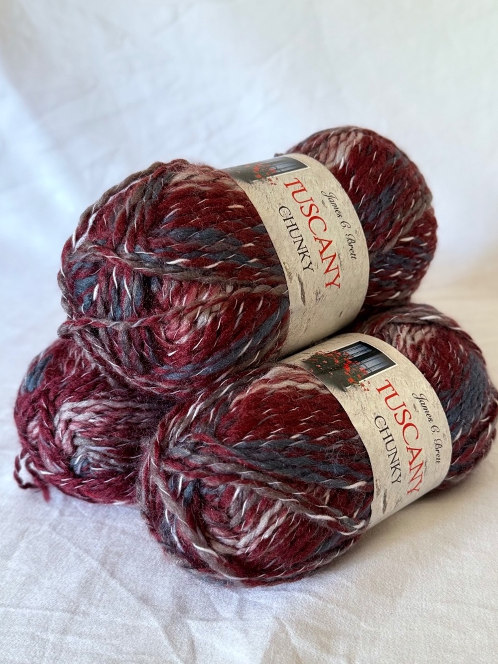 (3) James C. Brett Tuscany - TU1 - Bulky Yarn, Matching Dye Lot 570yrds total